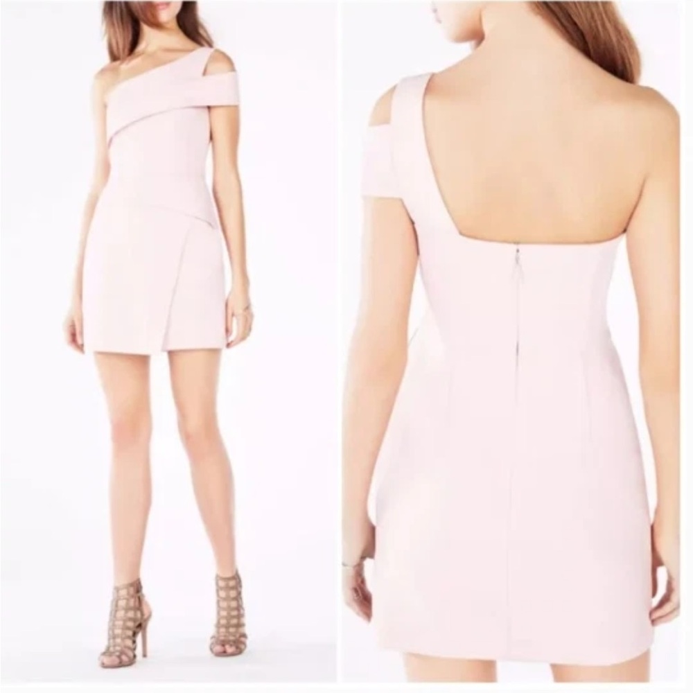 BCBG Maxazria Light Pink One Shoulder Dress - size 8 Medium